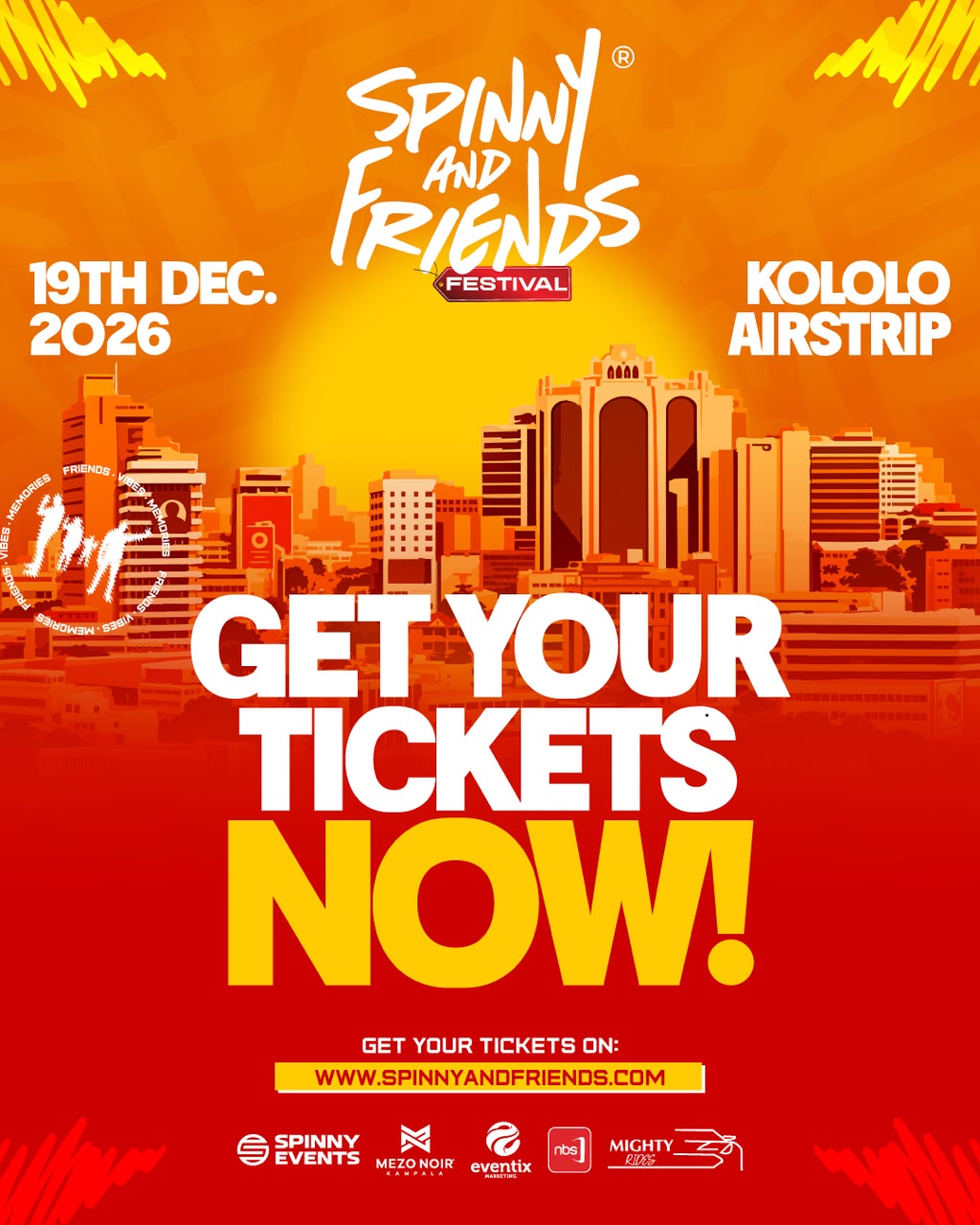 Spinny and Friends Festival comes to Kololo Air Strip on December 19, 2026, with Priority Access tickets now live for pre-registered fans.